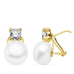 18K PENDIENTES PERLA 16X10 MM