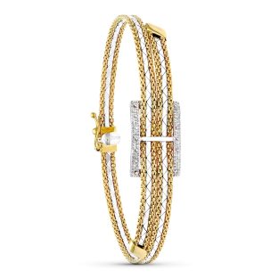 18K PULSERA ORO BICOLOR RECTANGULO.
