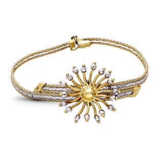 18K PULSERA ORO BICOLOR MOTIVO FLOR