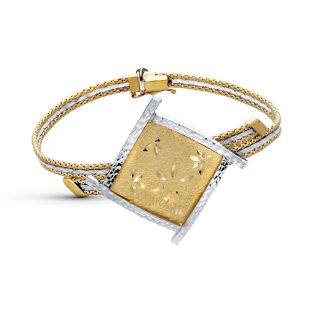 18K PULSERA ORO BICOLOR MOTIVO CUADRADO