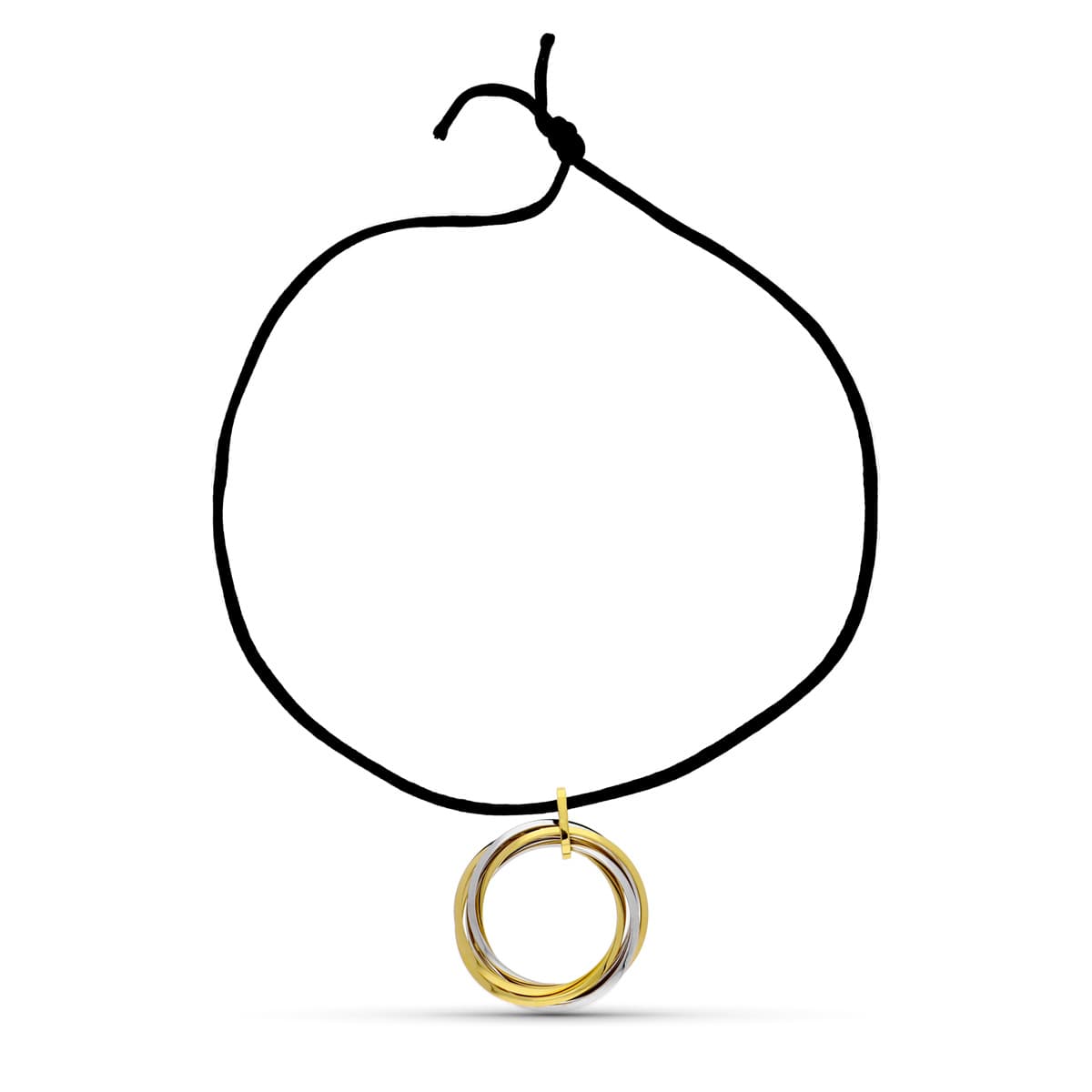 18K COLGANTE ORO BICOLOR AROS ENTRELAZADOS