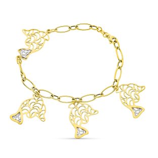 18K PULSERA BICOLOR DELFINES. ANCHO 26 MM LARGO 19.5 CM
