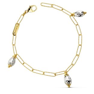 18K PULSERA BICOLOR ESLABONES 19CM