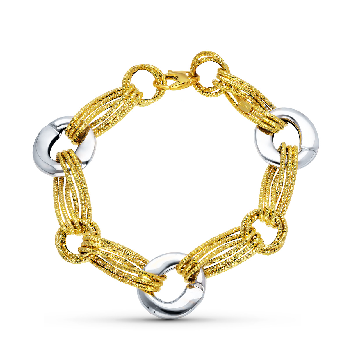 18K PULSERA ORO BICOLOR ESLABONES