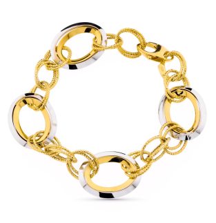18K PULSERA BICOLOR ESLABONES 11.15 GR