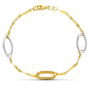 18K PULSERA ORO BICOLOR ESLABONES 19 CM