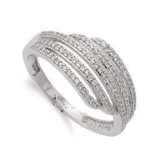 18K SORTIJA ORO BLANCO BANDAS CON CIRCONITAS 7 MM CUERPO 2 MM