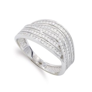 18K SORTIJA ORO BLANCO Y CIRCONITAS