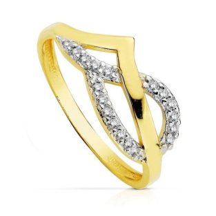 18K SORTIJA BICOLOR CIRCONITAS CUERPO 2 MM