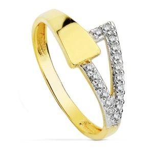 18K SORTIJA BICOLOR CIRCONITAS CUERPO 2 MM