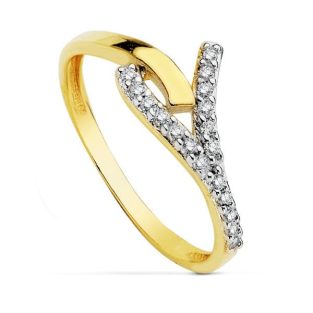 18K SORTIJA BICOLOR CIRCONITAS CUERPO 1.5 MM