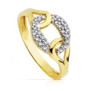 18K SORTIJA BICOLOR CIRCONITAS CUERPO 2 MM