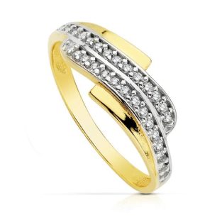 18K SORTIJA BICOLOR CIRCONITAS CUERPO 2 MM