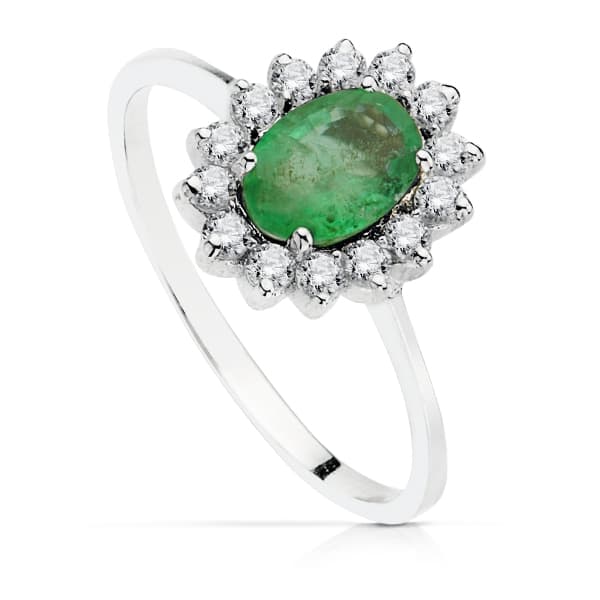 18K SORTIJA PIEDRA FINA ESMERALDA Y CIRCONITA