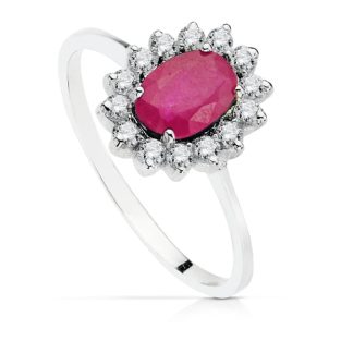 18K SORTIJA PIEDRA FINA RUBI CIRCONITAS 5X7 MM
