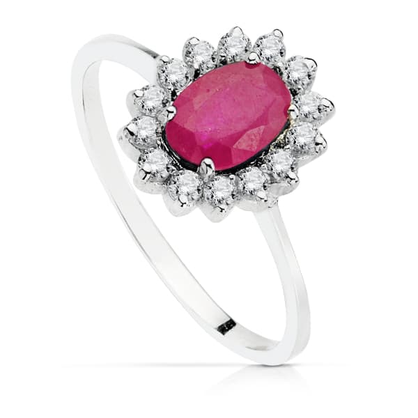 18K SORTIJA PIEDRA FINA RUBI CIRCONITAS 5X7 MM