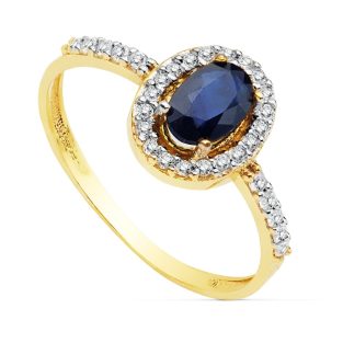 18K SORTIJA BICOLOR ZAFIRO 6X4 MM