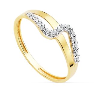 18K SORTIJA BICOLOR CIRCONITAS