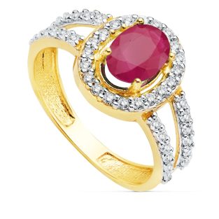 18K SORTIJA BICOLOR RUBI. 7X5 MM