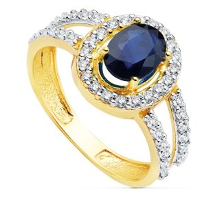 18K SORTIJA BICOLOR ZAFIRO. 6X5 MM