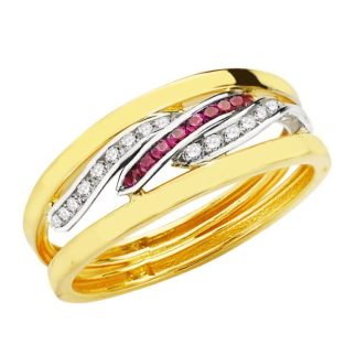 9K SORTIJA BICOLOR CIRCONITAS AZULES Y BLANCAS 7 MM