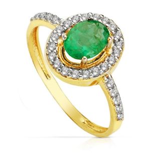 18K SORTIJA BICOLOR ESMERALDA 7X5 MM