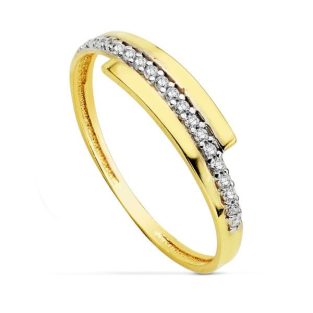 18K SORTIJA BICOLOR CIRCONITAS CUERPO 1.5 MM