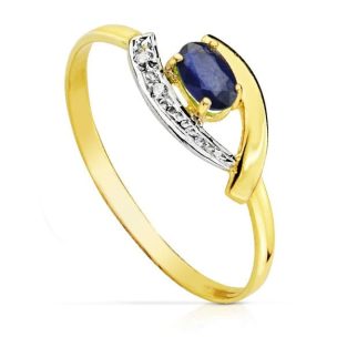 18K SORTIJA ORO BICOLOR ZAFIRO 5X3 MM