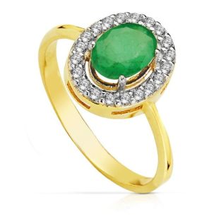 18K SORTIJA BICOLOR ESMERALDA 7X5 MM