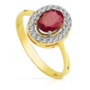 18K SORTIJA BICOLOR RUBI 7X5 MM