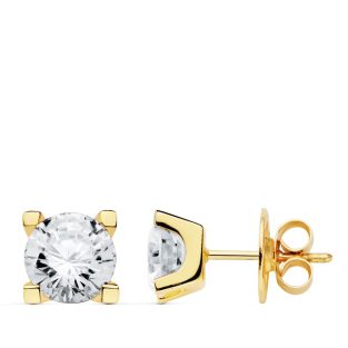 18K PENDIENTES 4 GARRAS CIRCONITA 7X7 MM