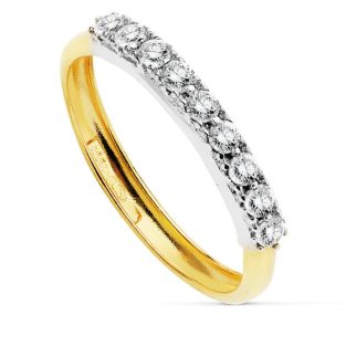 18K SORTIJA BICOLOR 9 CIRCONITAS