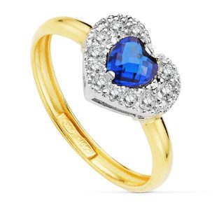 9K SORTIJA PIEDRA AZUL CORAZON 5 MM CIRCON