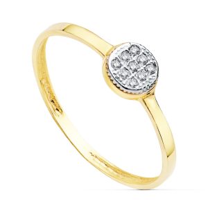 18K SORTIJA BICOLOR CIRCONITAS REDONDO 5 MM