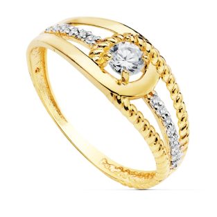 18K SORTIJA BICOLOR CIRCONITA 3 MM