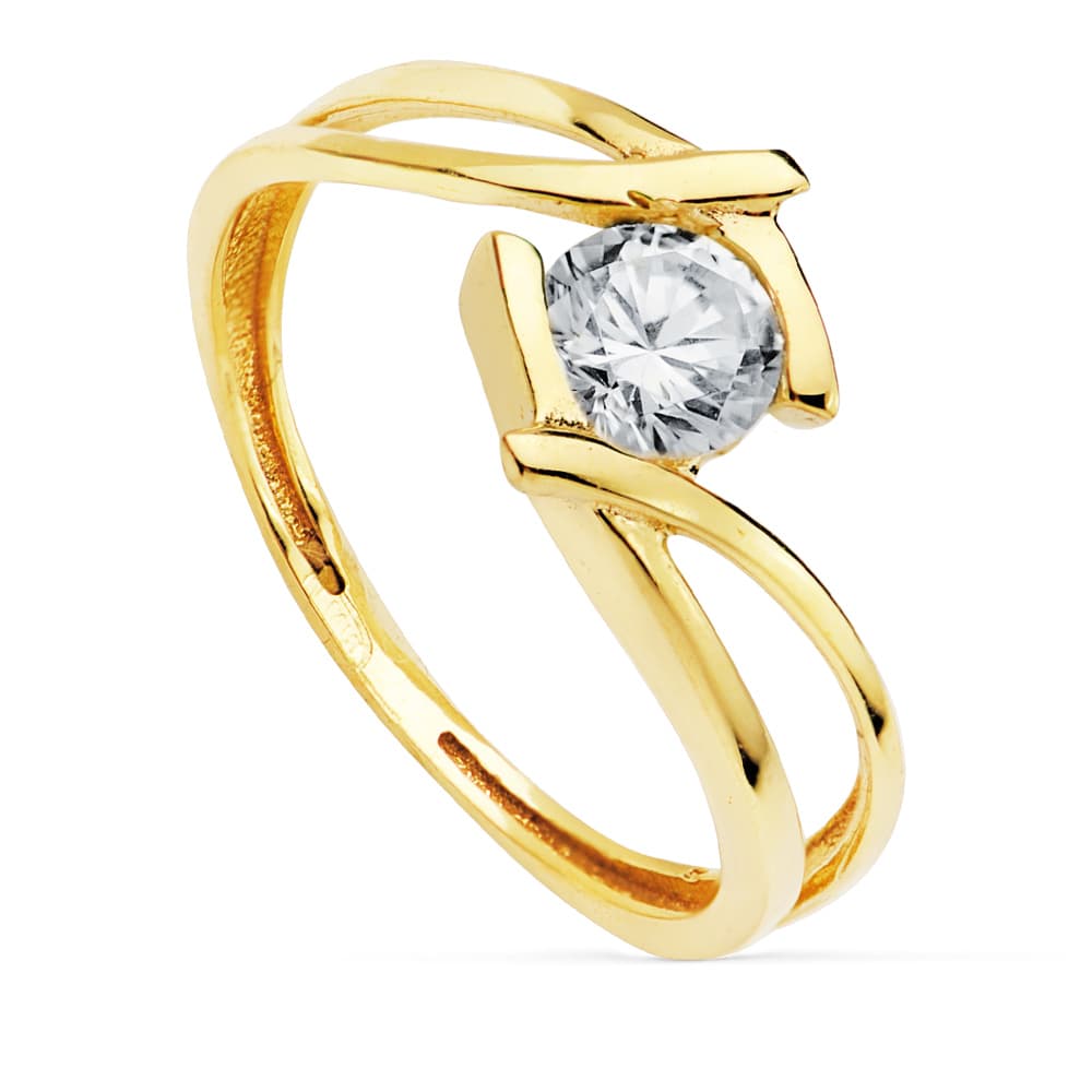 18K SOLITARIO ORO AMARILLO CIRCONITA 5 MM