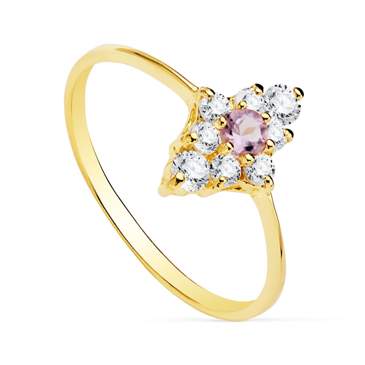 18K SORTIJA AMATISTA CUAJO 10X7 MM