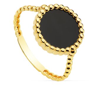 18K SORTIJA GALLONES ONIX 10 MM