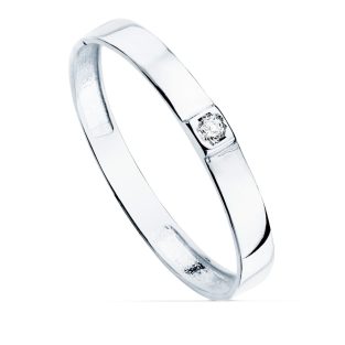 18K SORTIJA ORO BLANCO BRILLO 1 CIRCONITA ANCHO 2.2 MM