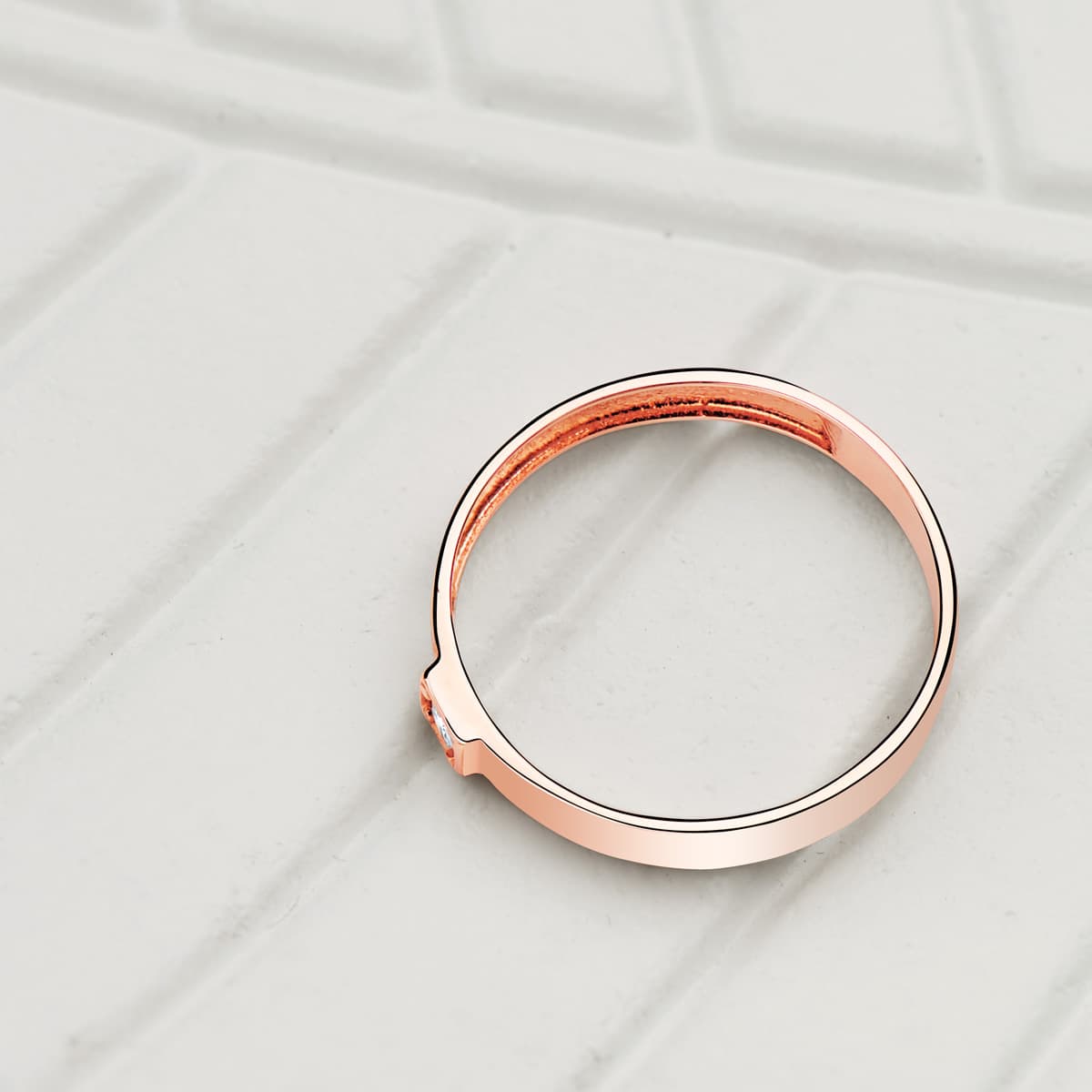 18K SORTIJA ORO ROSA BRILLO 1 CIRCONITA ANCHO 3.5 MM - Imagen 2