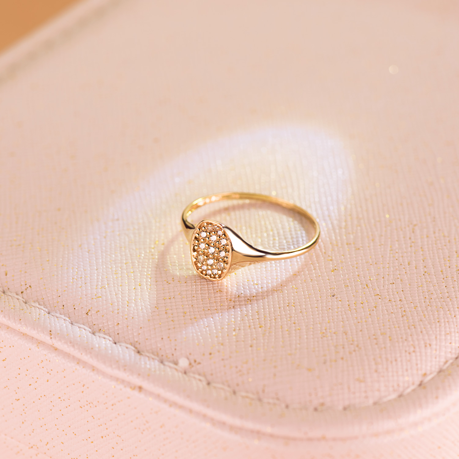 18K SELLO ORO AMARILLO MUJER CABEZA TONEL CON CIRCONITAS 9X7 MM - Imagen 2