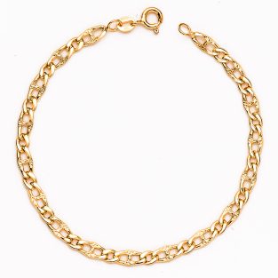 18K PULSERA ORO AMARILLO ESLABON ANCLA Y BARBADO ANCHO: 4 MM. LARGO: 19,5 CM