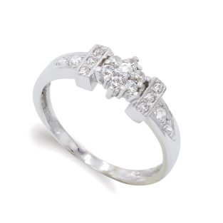 18K SORTIJA ORO BLANCO Y CIRCONITAS