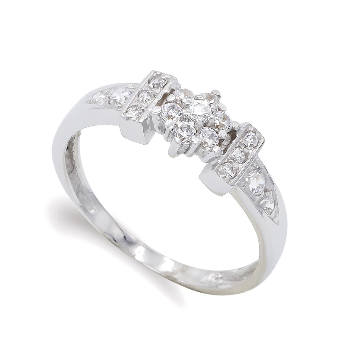 18K SORTIJA ORO BLANCO Y CIRCONITAS