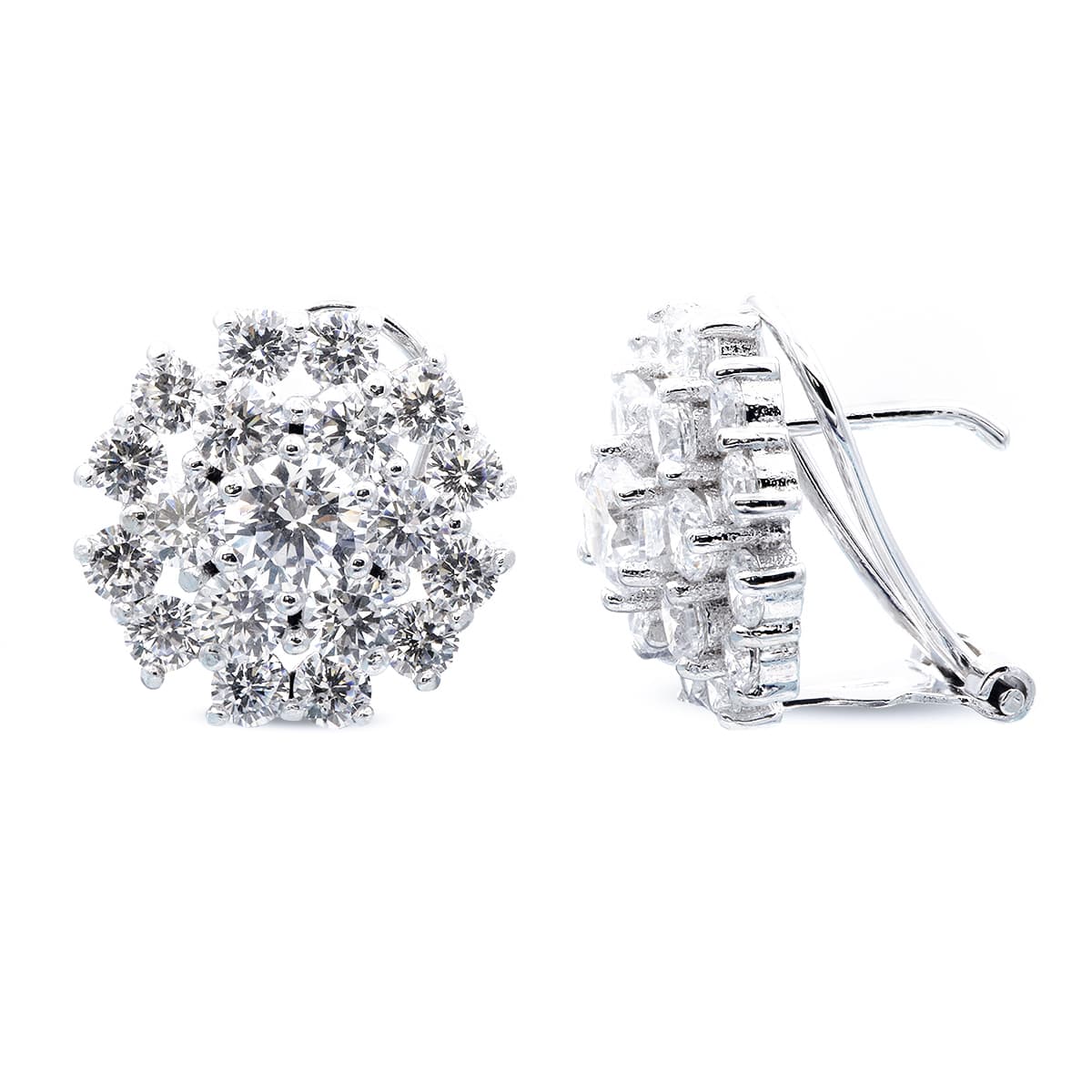 18K PENDIENTES ORO BLANCO CIRCONITAS 14X14 MM