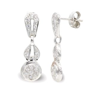 18K PENDIENTES ORO BLANCO LARGOS Y CIRCONITAS