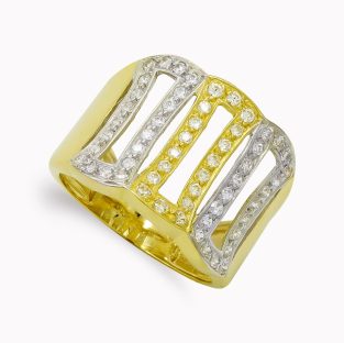 18K SORTIJA ORO BICOLOR Y CIRCONITAS