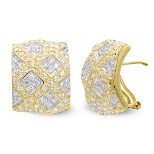 18K PENDIENTES ORO BICOLOR ROMBOS CON CIRCONITAS