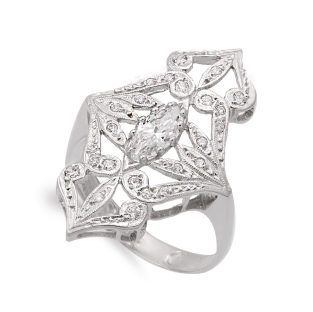 18K SORTIJA ORO BLANCO LANZADERA CON CIRCONITAS