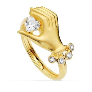 18K SORTIJA MANO CON PIEDRA CORAZON